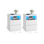 Sängbordsuppsättning av 2 med justerbar LED -belysning, Wolkwit