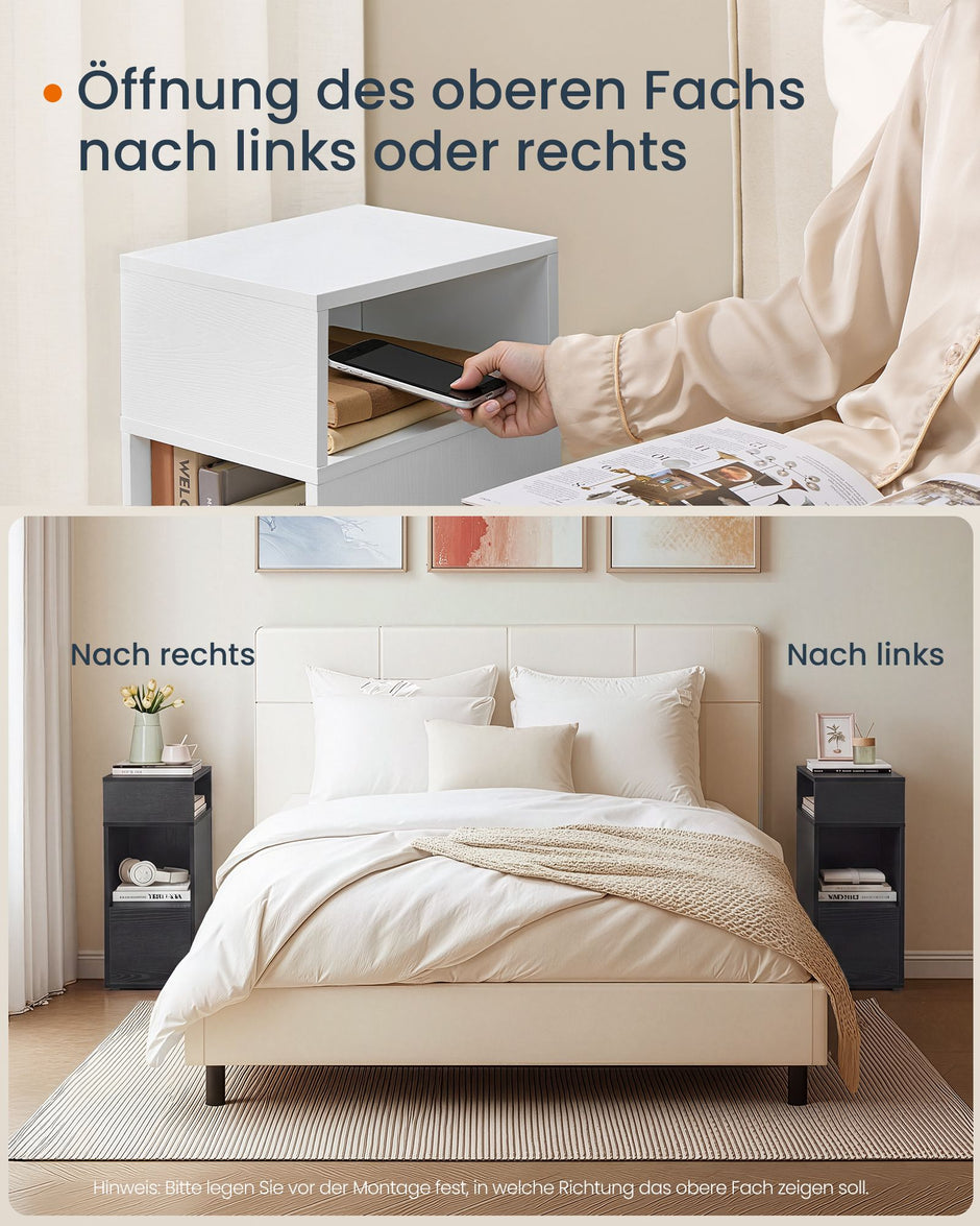 Nachtkastje - Met Lade - Ebbenhoutzwart - 30 x 25 x 59,4 cm