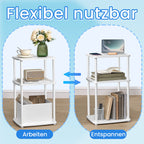 Sidobord med 3 hyllor - 30 x 34 x 58 cm, snövit