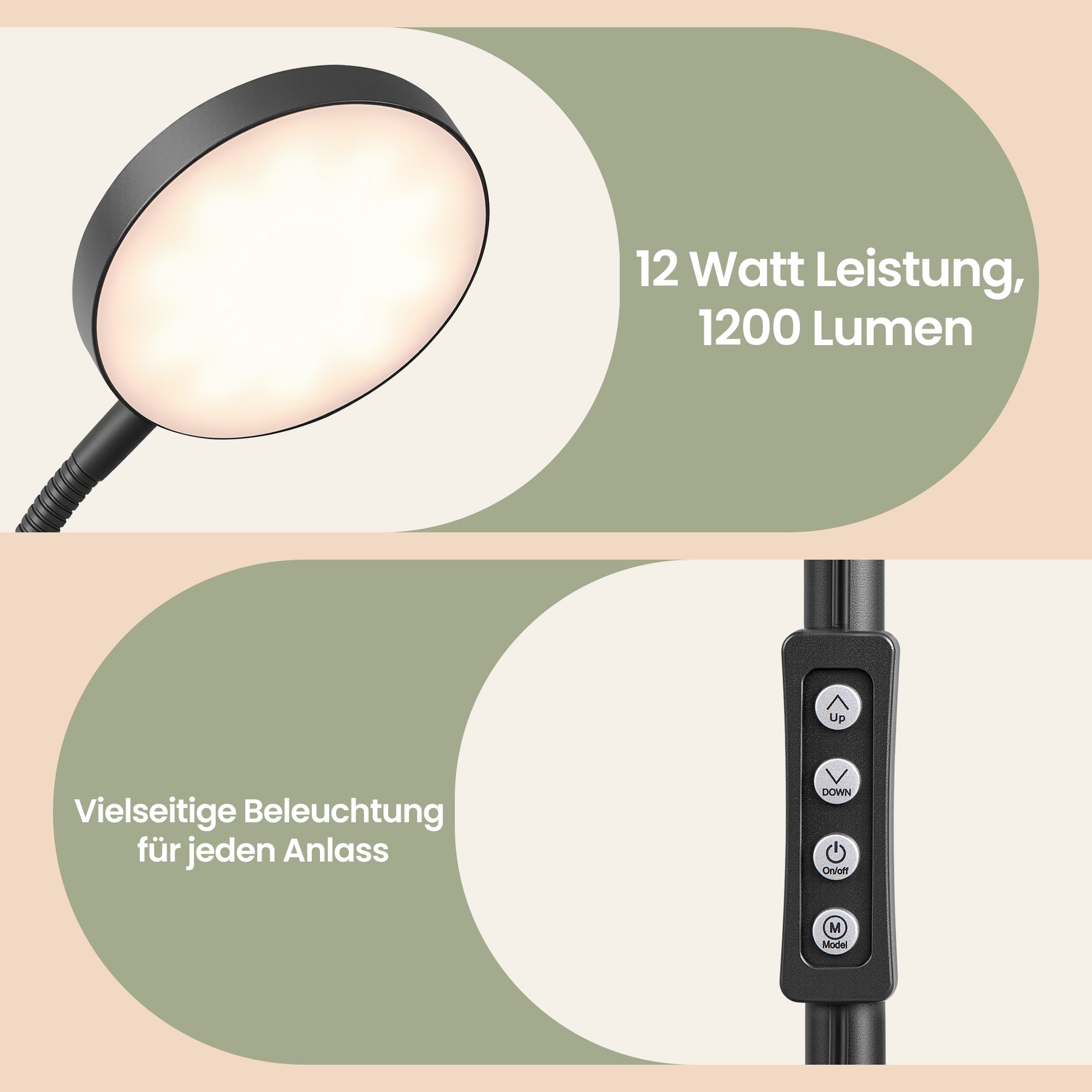 LED Vloerlamp - Dimbare Leeslamp - 360° Draaibaar - 170 cm - Matzwart