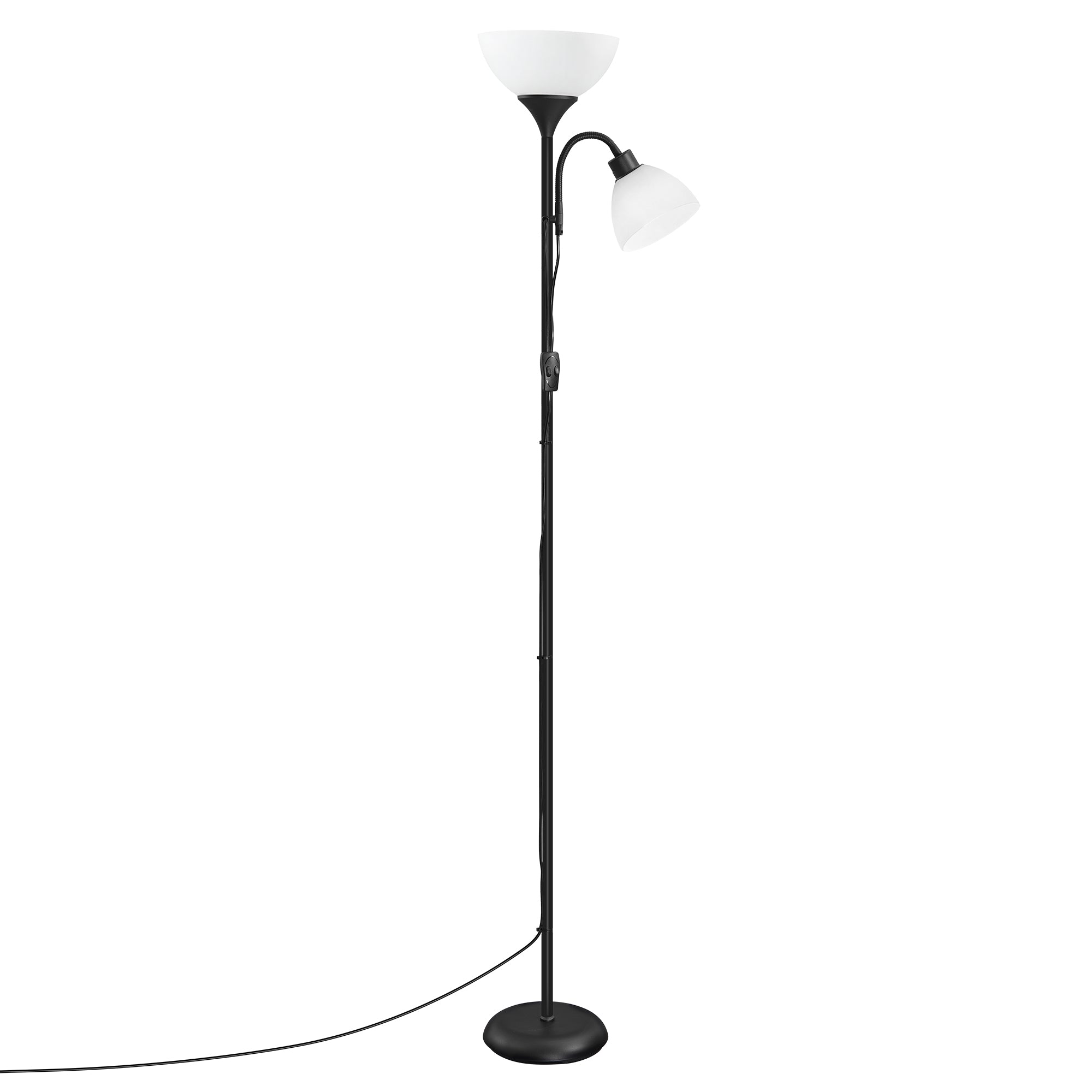Vloerlamp - Met Verstelbare Leeslamp - 176 cm - Matzwart
