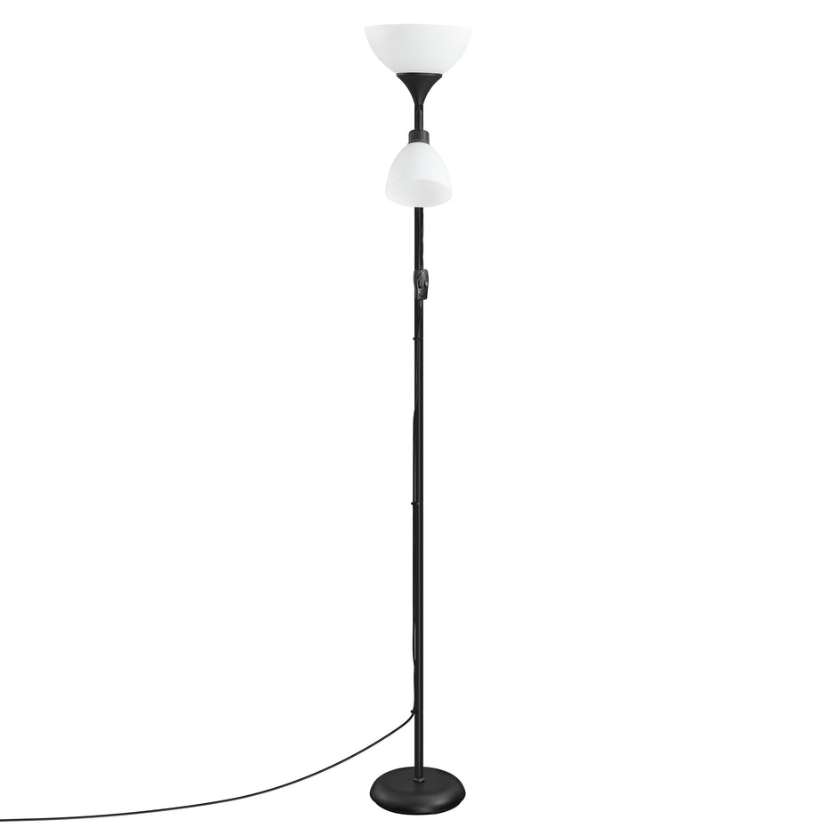 Vloerlamp - Met Verstelbare Leeslamp - 176 cm - Matzwart