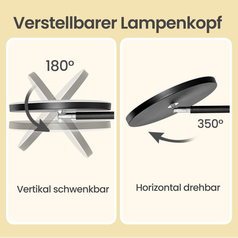 Vloerlamp - LED - Draaibare Kop - In Hoogte Verstelbaar - Zwart