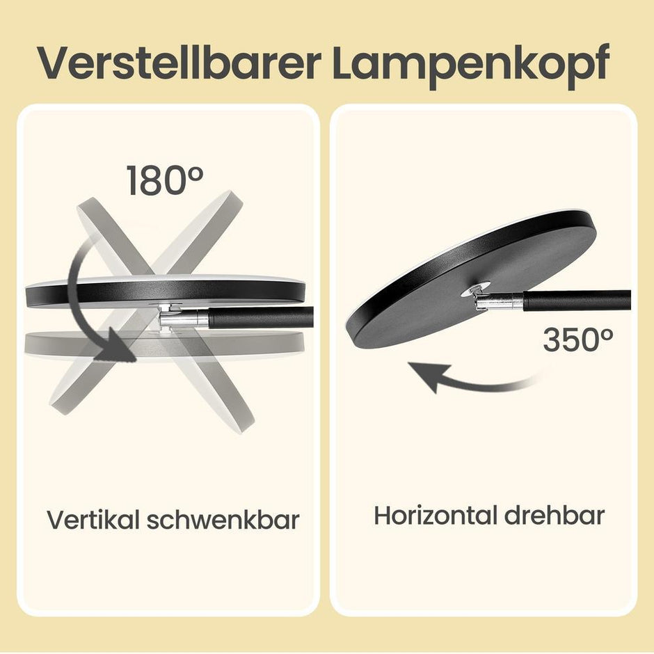 Vloerlamp - LED - Draaibare Kop - In Hoogte Verstelbaar - Zwart