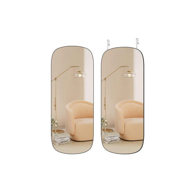 Väggspegel - Bented Corner - Framless - Svart