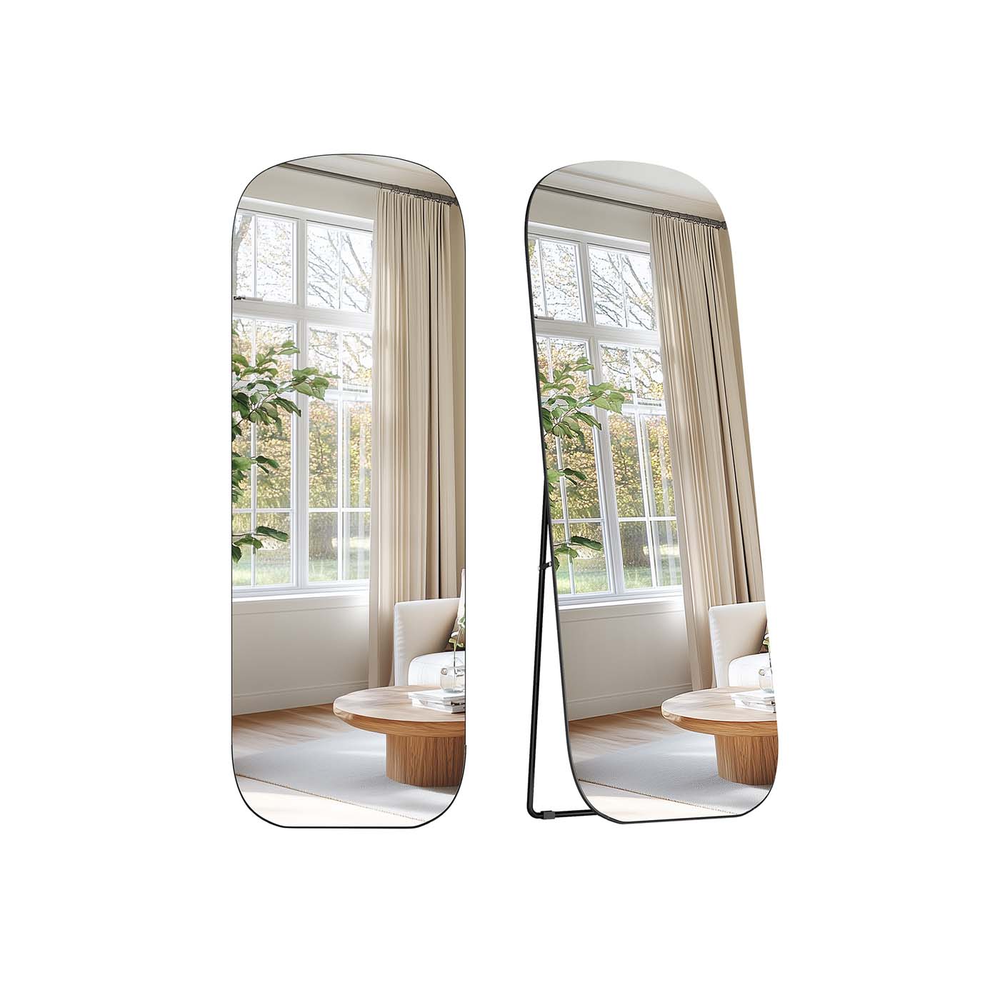 Pass Mirror med runda hörn 160 x 50 cm bläck -svart