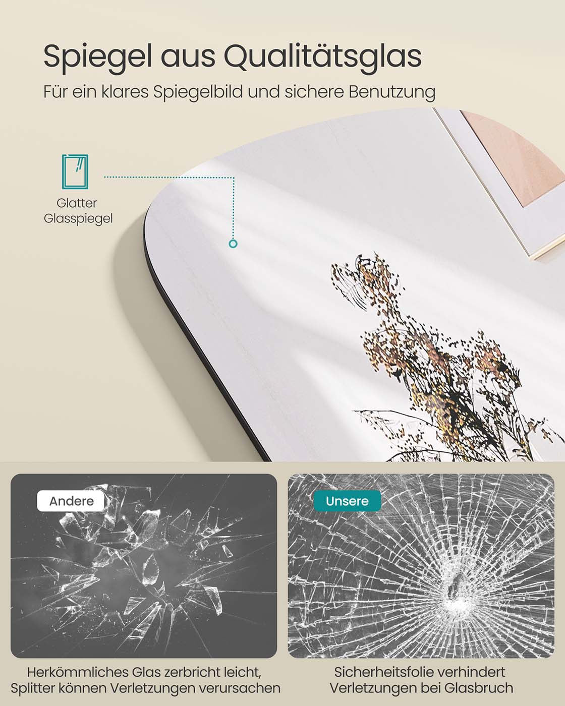 Hellängdsspegel – Runda hörn – 160 x 50 cm – bläcksvart