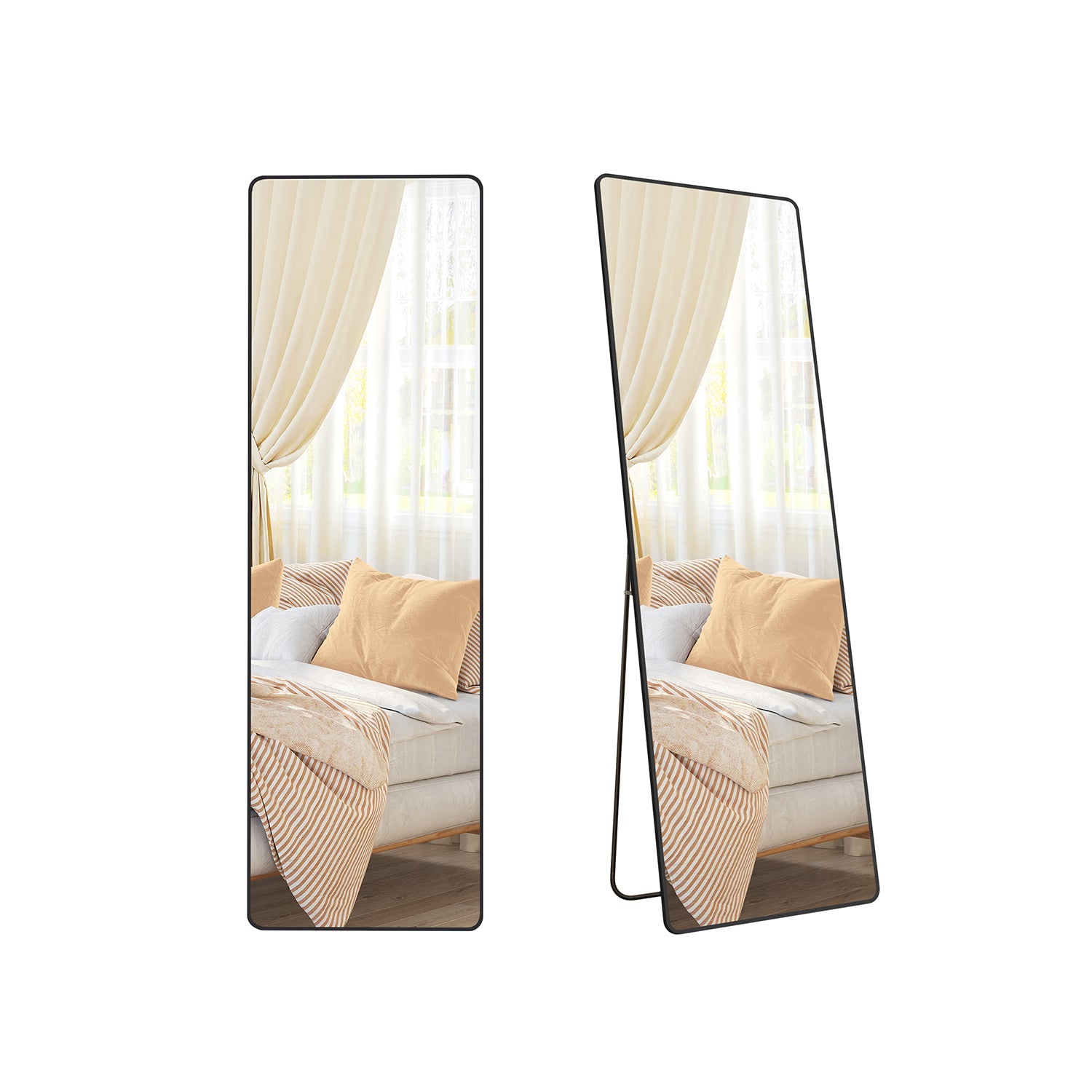 Rektangulär passspegel 160 x 50 cm ljusguld