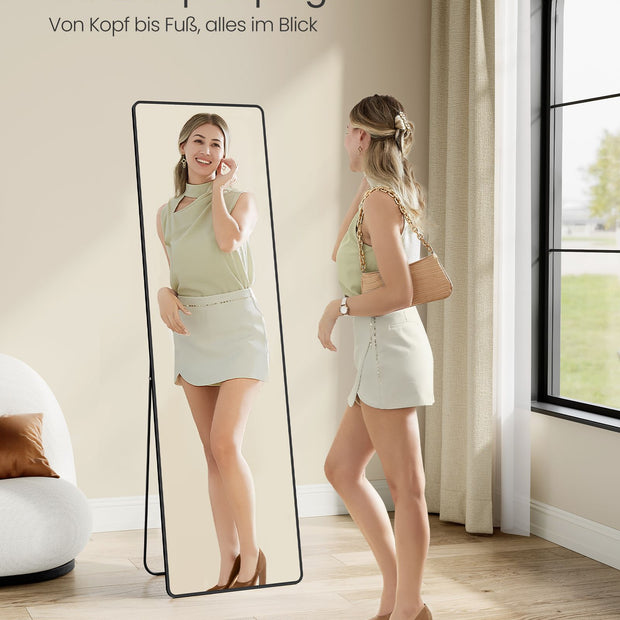 Hellängdsspegel – Rektangulär – Härdat glas – Bläcksvart