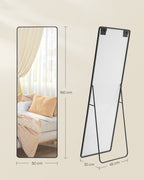 Pass Mirror 160 x 50 cm rektangulärt bläck svart
