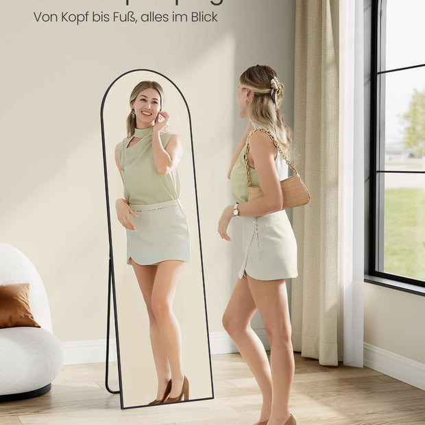 Hellängdsspegel – Böjd design – Bläcksvart