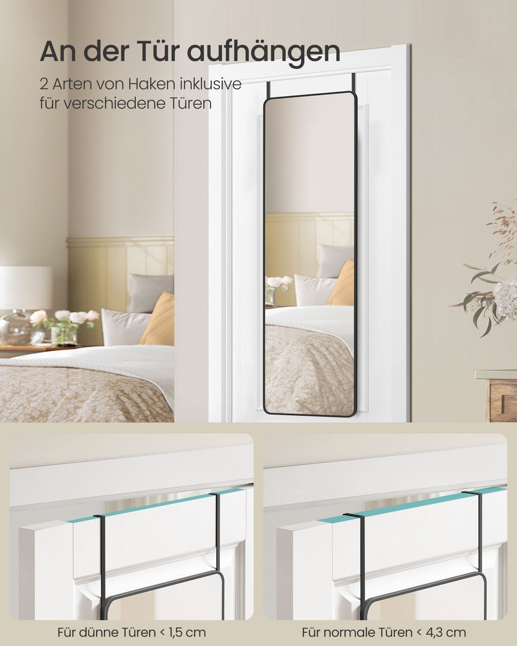 Pass Mirror 120 x 40 cm rektangulärt bläck -svart