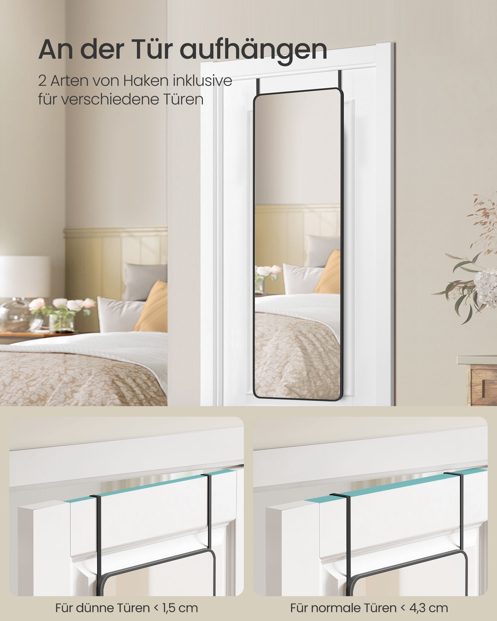 Pass Mirror 120 x 40 cm rektangulärt bläck -svart