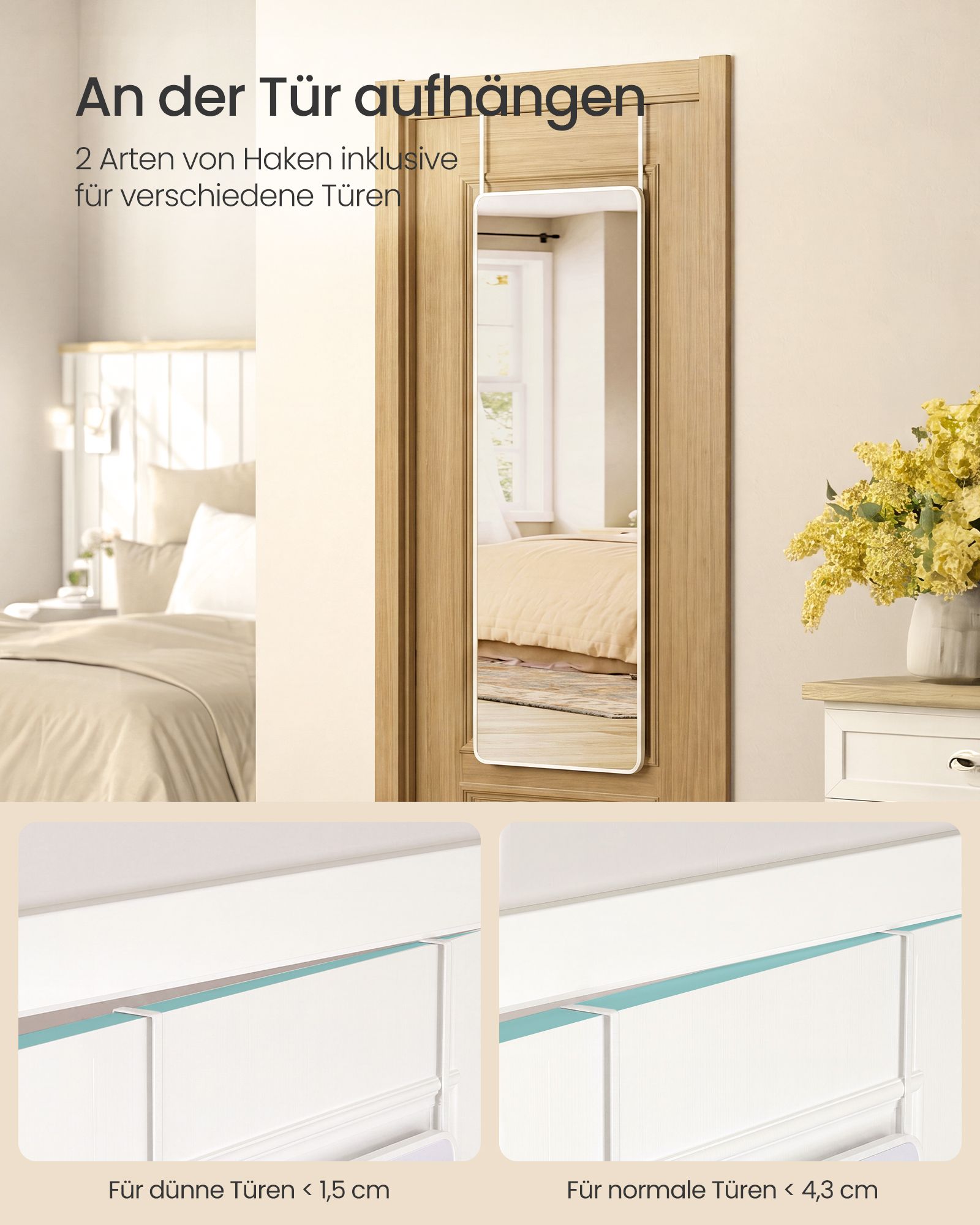 Passpiegel - Van Gehard Glas - Matwit - 120 x 40 x 1,3 cm