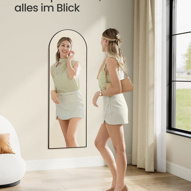 Hellängdsspegel – Böjd design – Bläcksvart