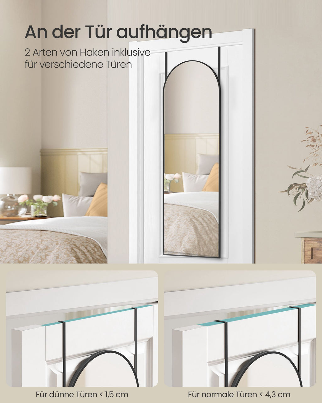 Pass Mirror 120 x 40 cm krökt bläck svart