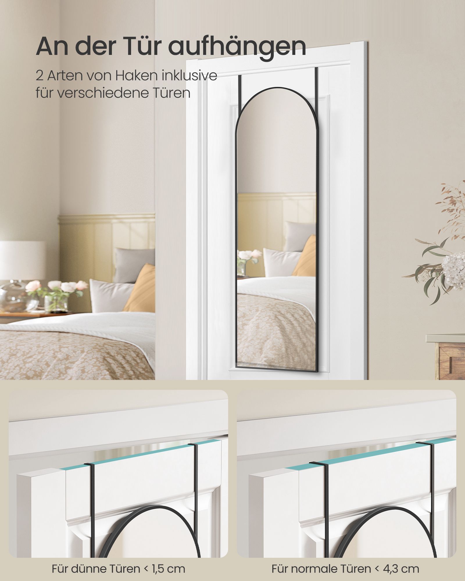 Pass Mirror 120 x 40 cm krökt bläck svart