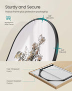 Böjd spegel i full storlek 150 x 40 cm bläck -svart