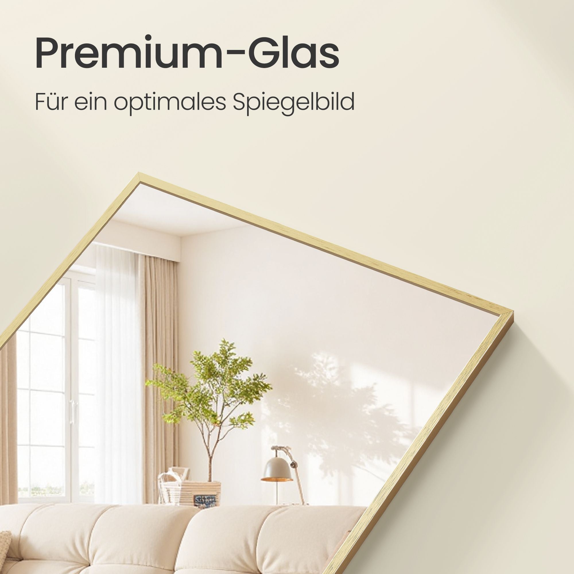 Staande spiegel - 160 x 50 cm - onbreekbaar - gouden aluminium frame - 6,9 kg