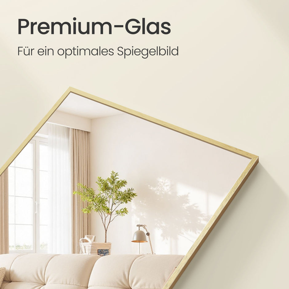 Staande spiegel - 160 x 50 cm - onbreekbaar - gouden aluminium frame - 6,9 kg