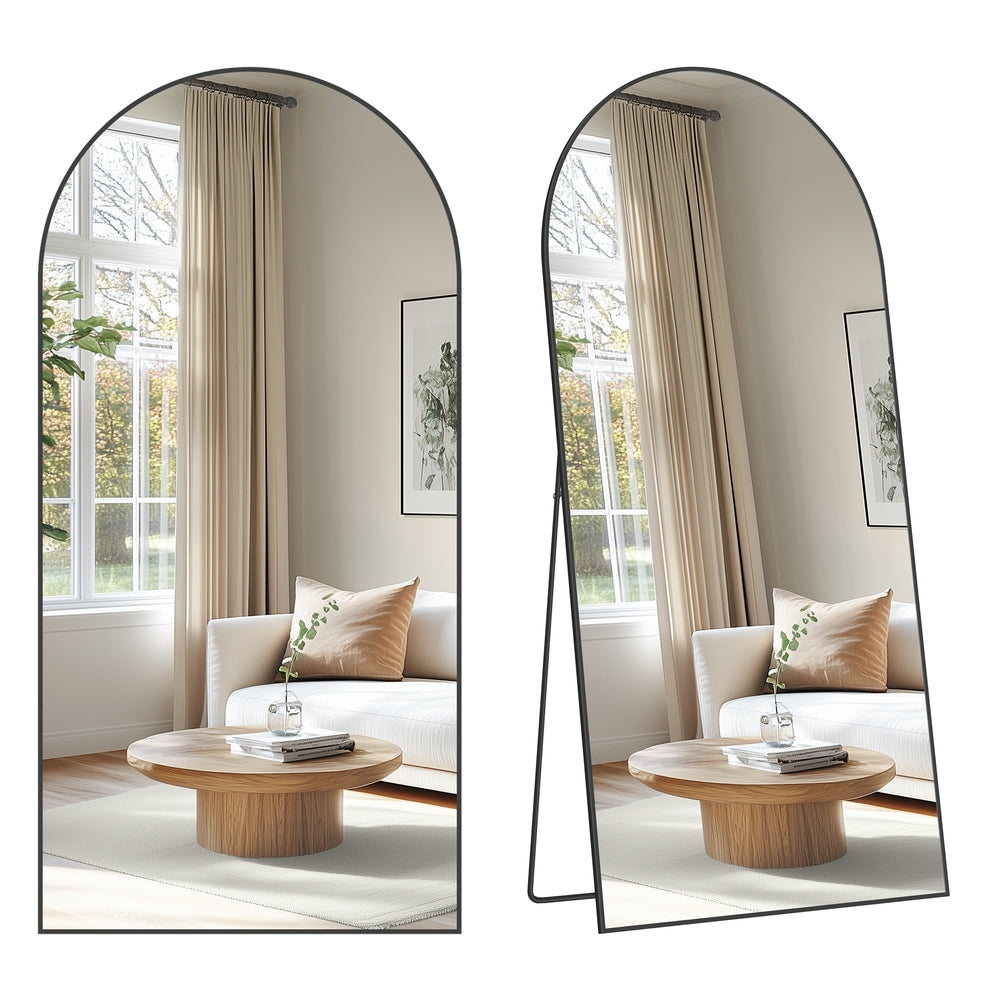 Spiegel - 180 x 80 cm - gebogen - mat zwart - 11,6 kg