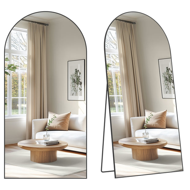 Spiegel - 198 x 89 cm - gebogen - aluminiumlegering - mat zwart - 14,1 kg