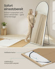 Spiegel - 198 x 89 cm - gebogen - aluminiumlegering - mat zwart - 14,1 kg