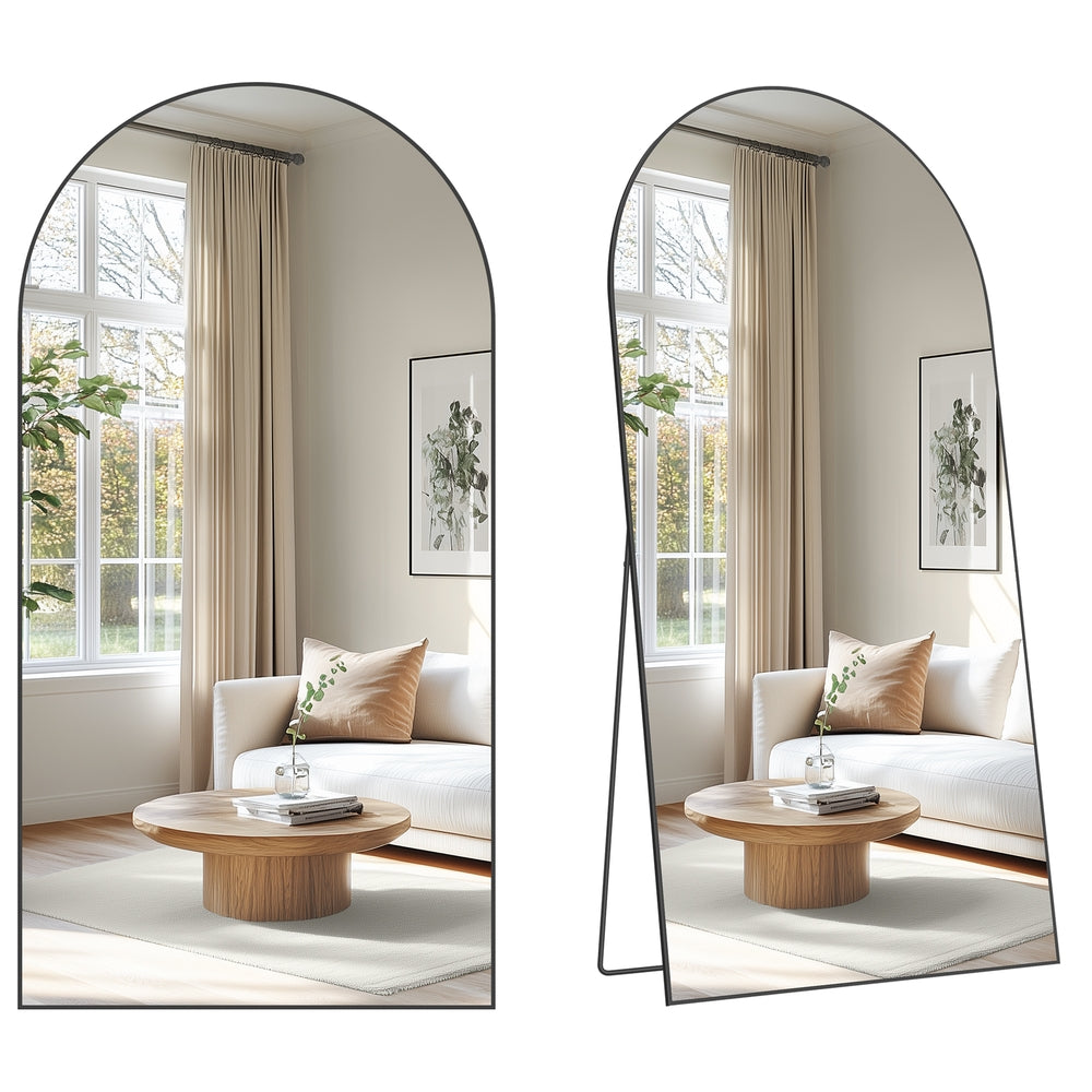 Spiegel - 218 x 102 cm - Gebogen - Matzwart - Gehard glas - Aluminiumlegering - 17,6 kg