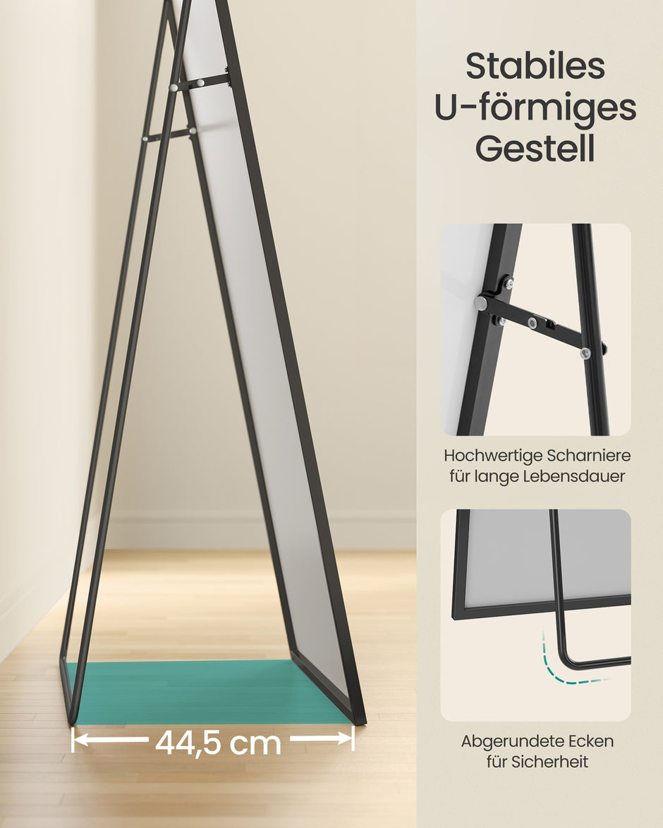 Spiegel - 218 x 102 cm - Gebogen - Matzwart - Gehard glas - Aluminiumlegering - 17,6 kg