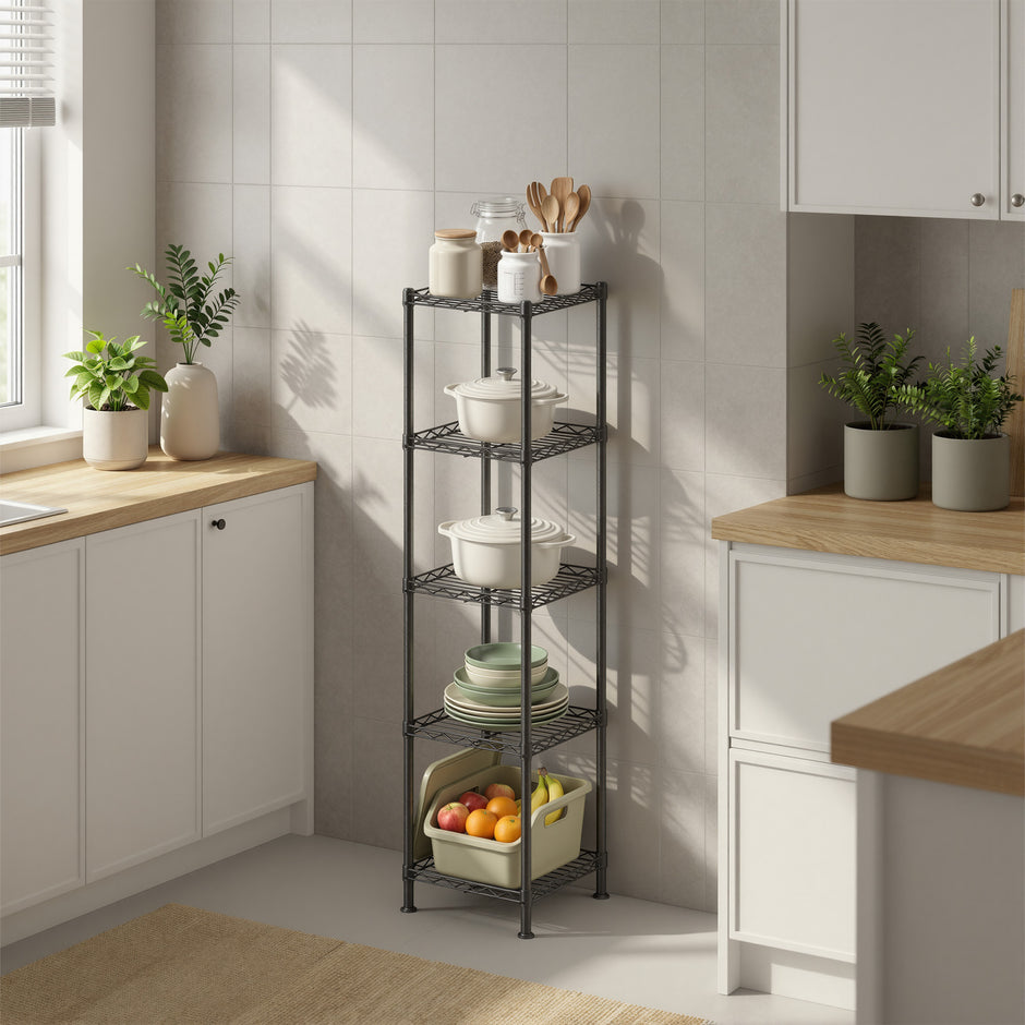 Opbergrek - Smal - Verstelbare Planken - 121 cm - Zwart