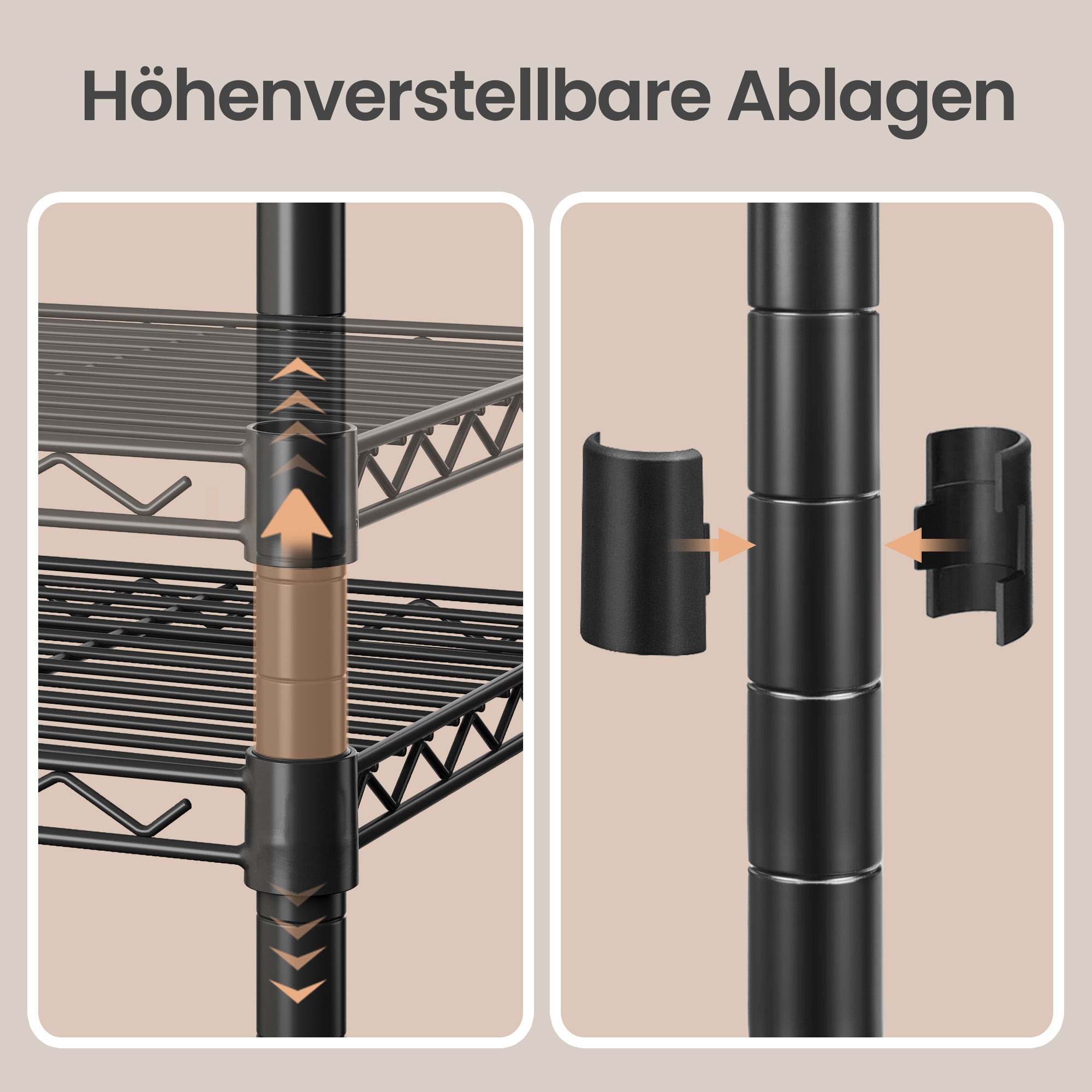 Opbergrek - Smal - Verstelbare Planken - 121 cm - Zwart
