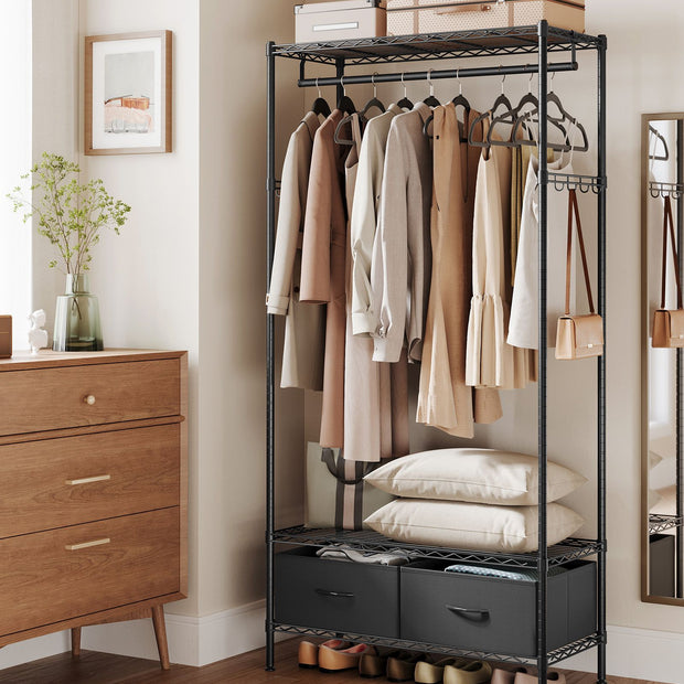 Klädställ med 2 lådor - Stål - Bläcksvart