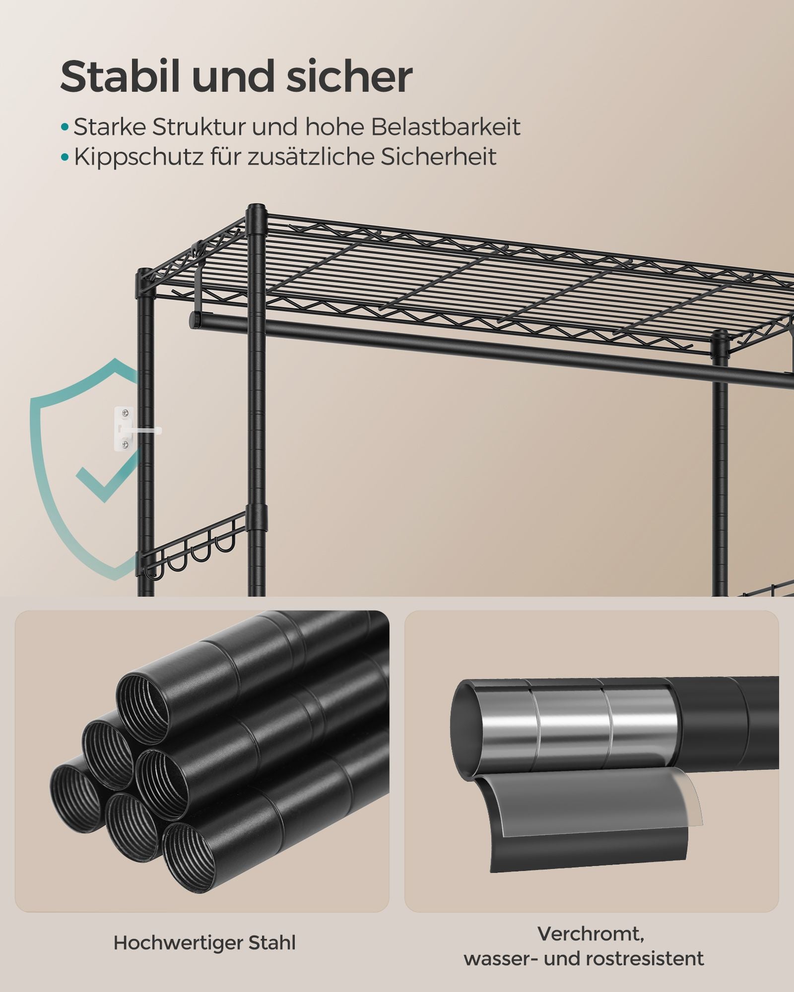 Klädställ med 2 lådor bläck
