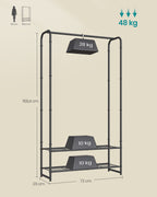 Klädstativ med hyllor - 29 x 73 x 158,4 cm - Matt Black - Compact