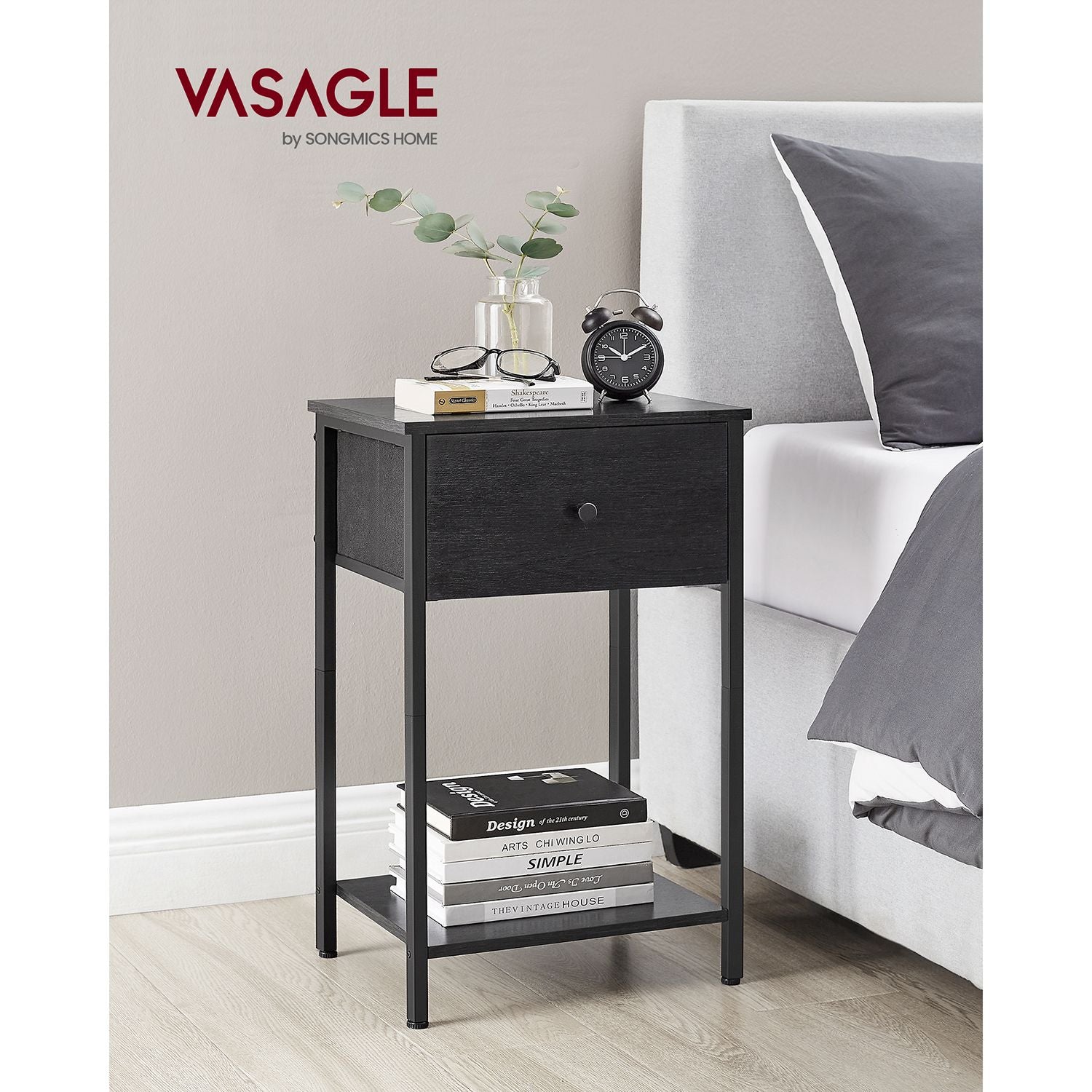 Sängbord – tyglåda – svart