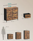 Byrå med 6 tyglådor - Vintage brun - Bläcksvart - Varm look