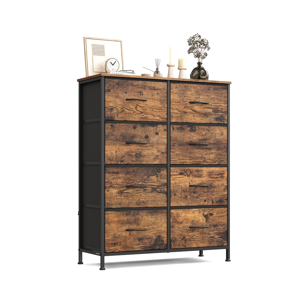 Byrå med 8 tyglådor - Vintage brun - Bläcksvart - Extra förvaringsutrymme