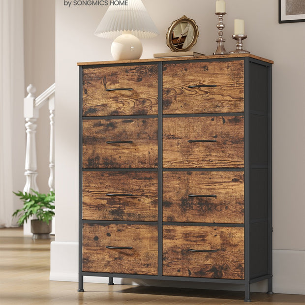 Byrå med 8 tyglådor - Vintage brun - Bläcksvart - Extra förvaringsutrymme