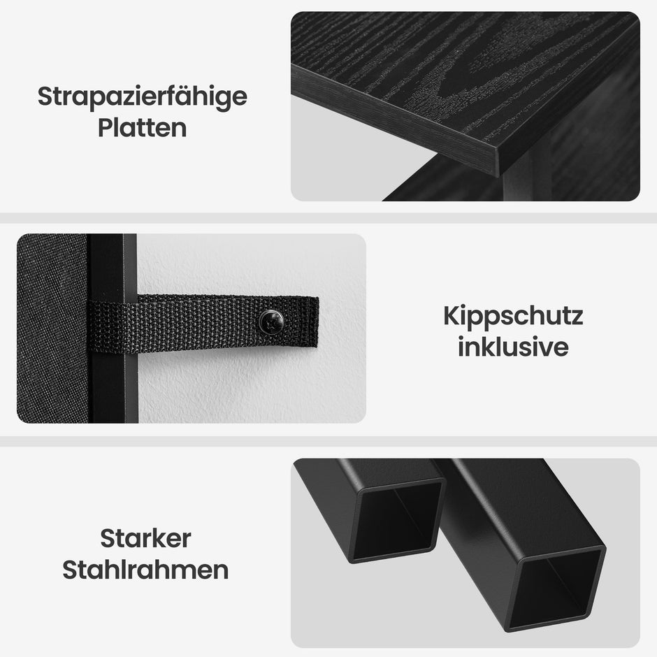 Nachtkastje - Ledverlichting - Met Oplaadstation - 2 Lades - Zwart