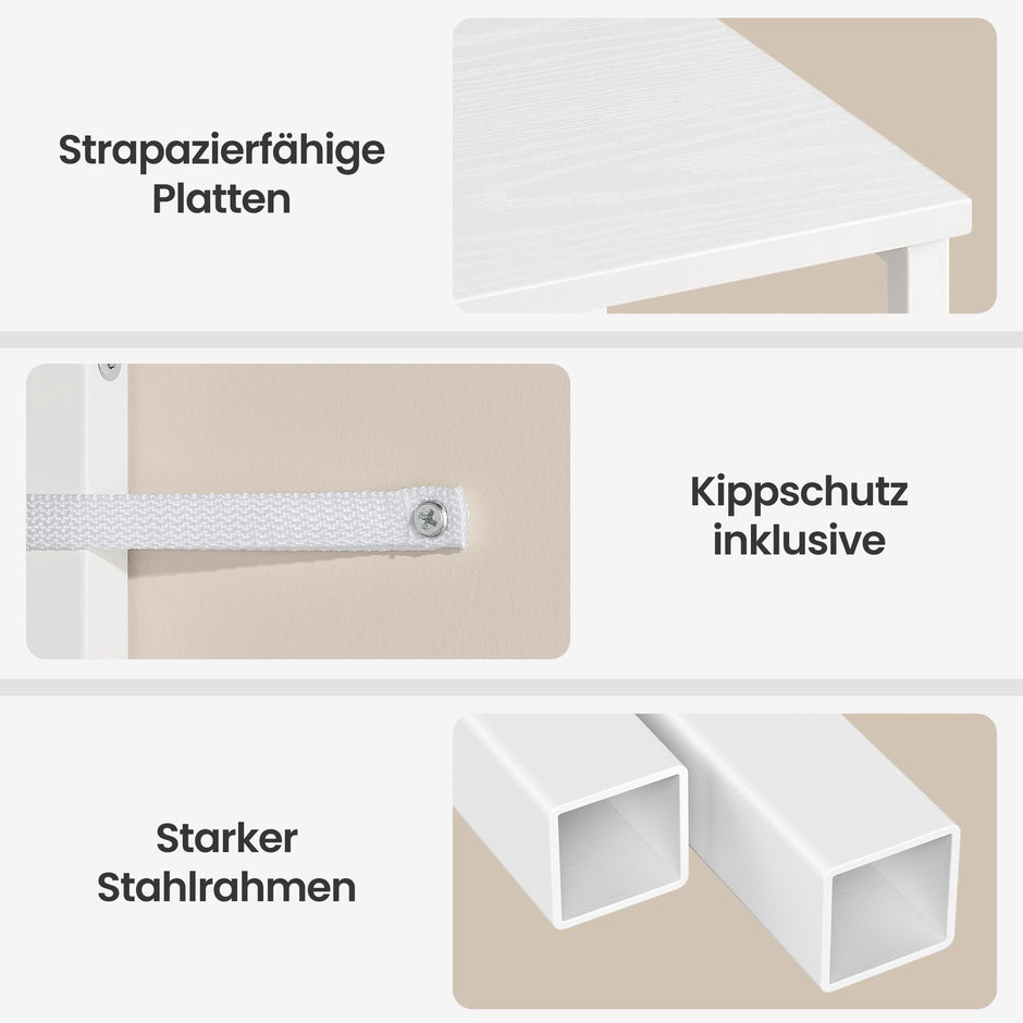 Nachtkastje - Set van 2 - Ledverlichting - 3 Lades - Wit