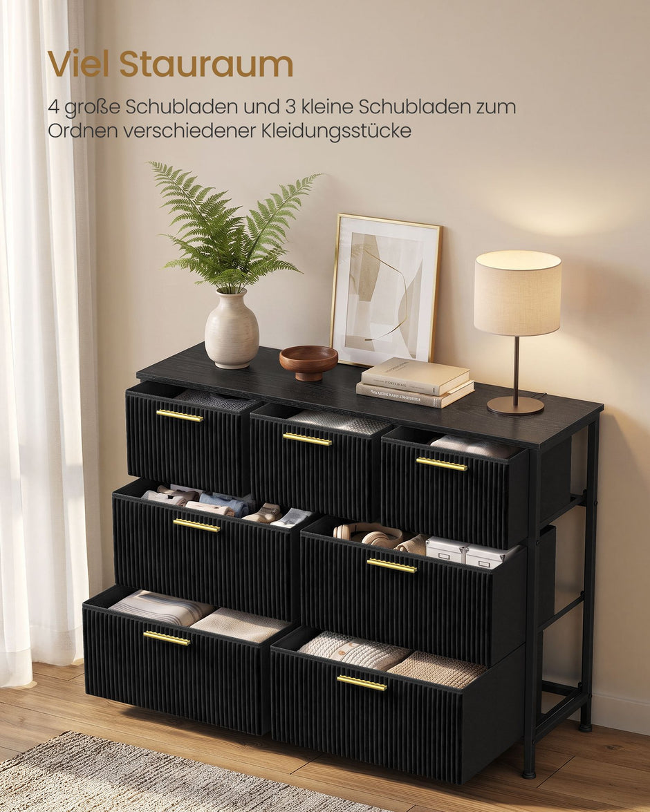 Ladekast – 7 Stoffen Lades – Stalen Frame – 98,7 cm Breed – Inktzwart