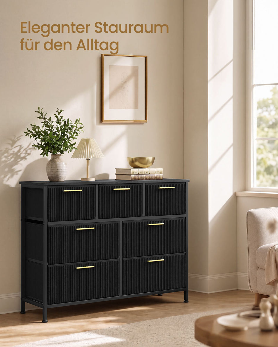 Ladekast – 7 Stoffen Lades – Stalen Frame – 98,7 cm Breed – Inktzwart