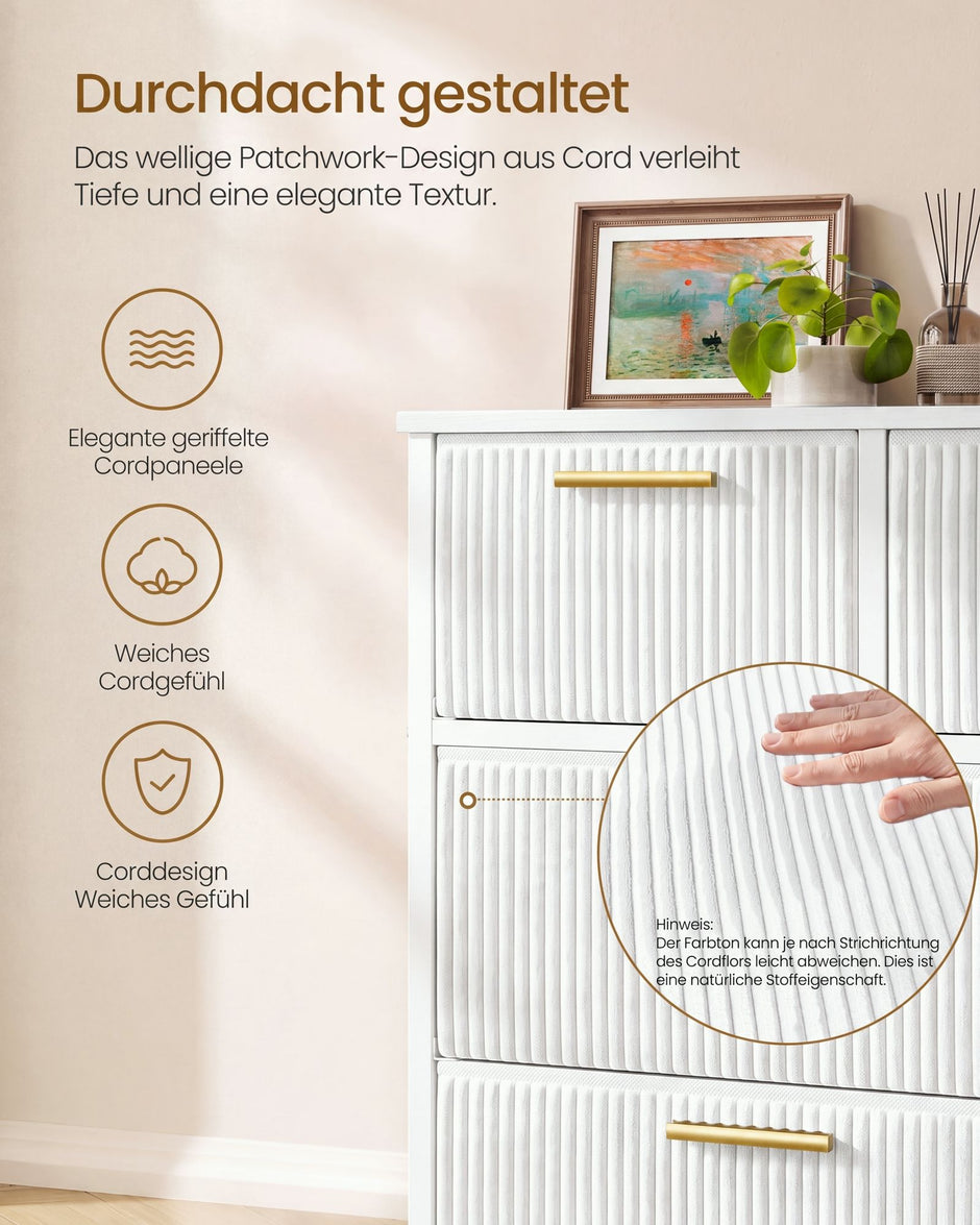 Ladekast – 7 Stoffen Lades – Stalen Frame – 98,7 cm Breed – Sneeuwwit
