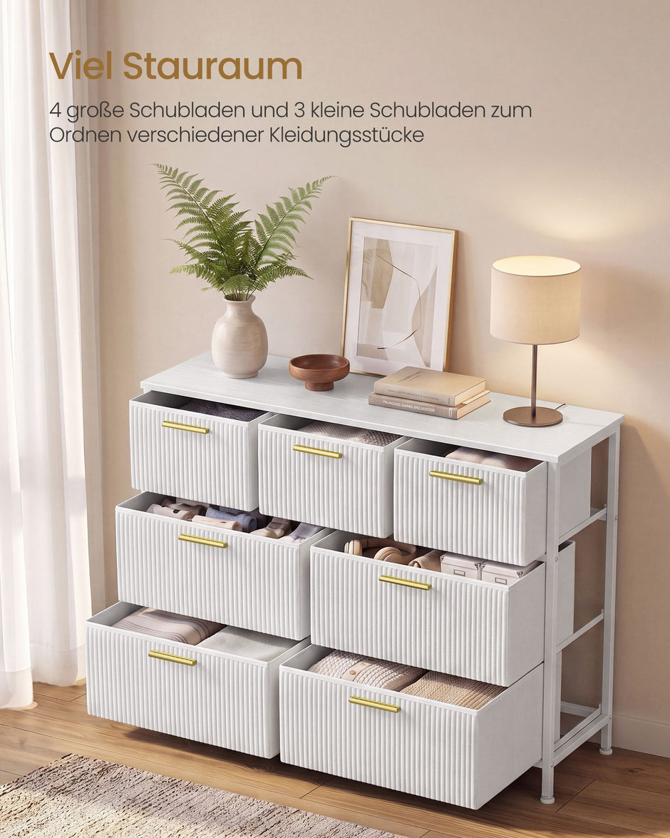 Ladekast – 7 Stoffen Lades – Stalen Frame – 98,7 cm Breed – Sneeuwwit