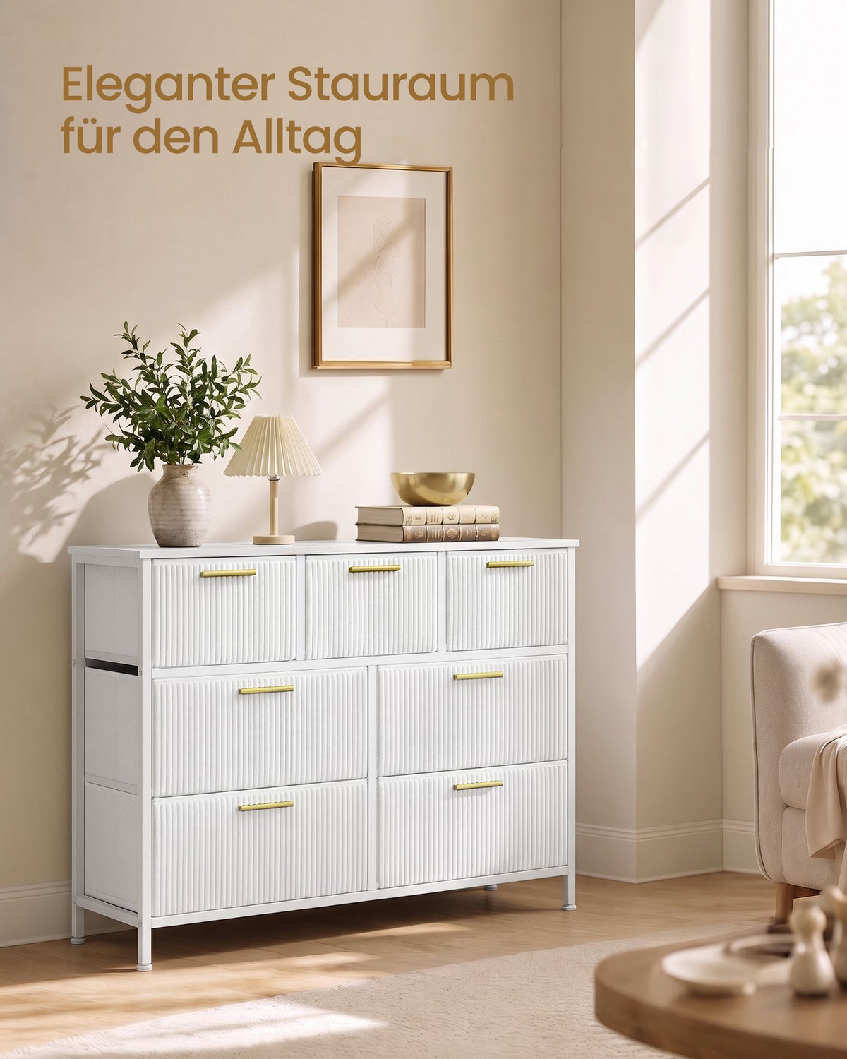 Ladekast – 7 Stoffen Lades – Stalen Frame – 98,7 cm Breed – Sneeuwwit