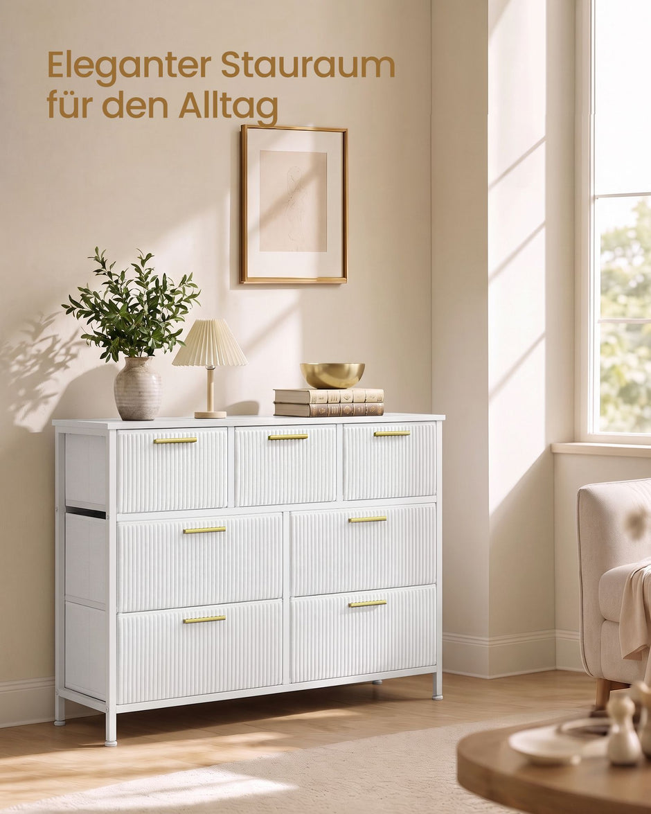 Ladekast – 7 Stoffen Lades – Stalen Frame – 98,7 cm Breed – Sneeuwwit