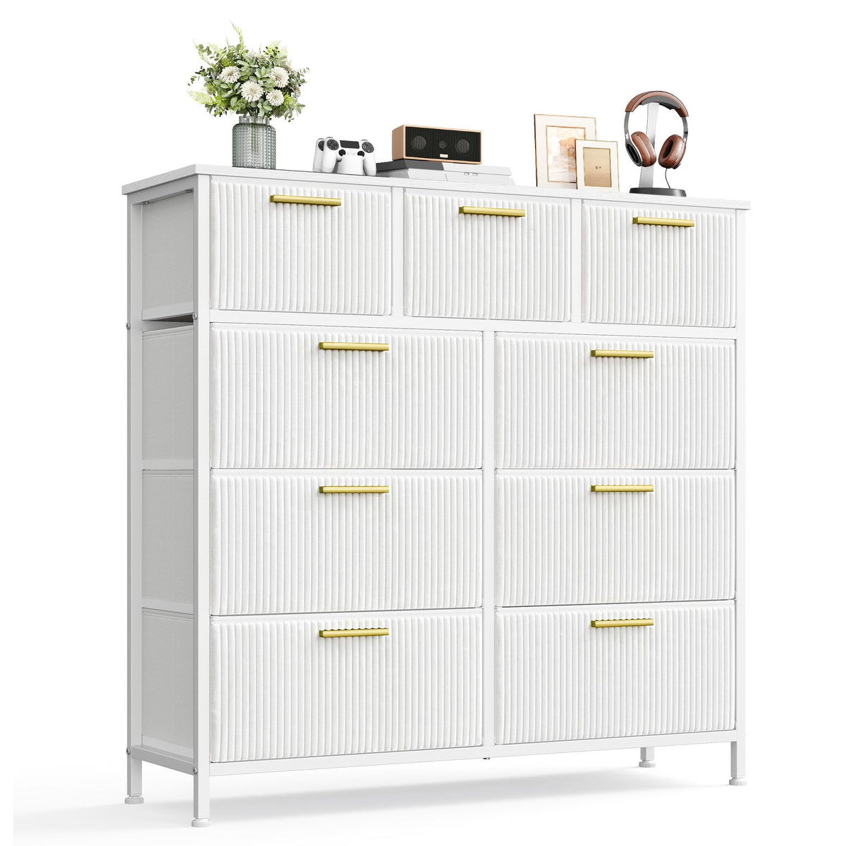 Ladekast – 9 Stoffen Lades – Metalen Frame en Houten Blad – Inktzwart en Ebbenhoutzwart
