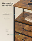 Nachtkastje - Ledverlichting - Met Oplaadstation - 2 Lades - Vintage Bruin-Zwart