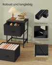 Sängbord 2 tyglådor - Bläcksvart - Ebenholtslook - Modern design