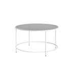 Soffbord - rund soffbord - sidobord med glas topp - svart